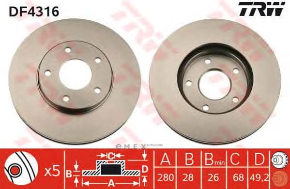 OEM DISC BRAKE ROTOR DF4316