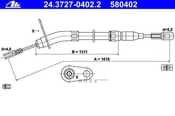 OEM BRAKE SHOE CABLE REAR DB W123/RIGHT 24372704022