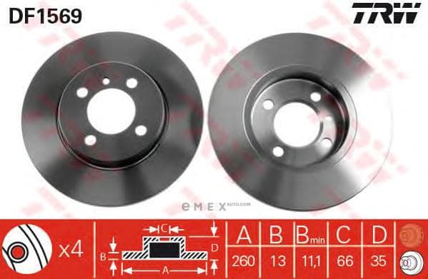 OEM DISC BRAKE ROTOR DF1569