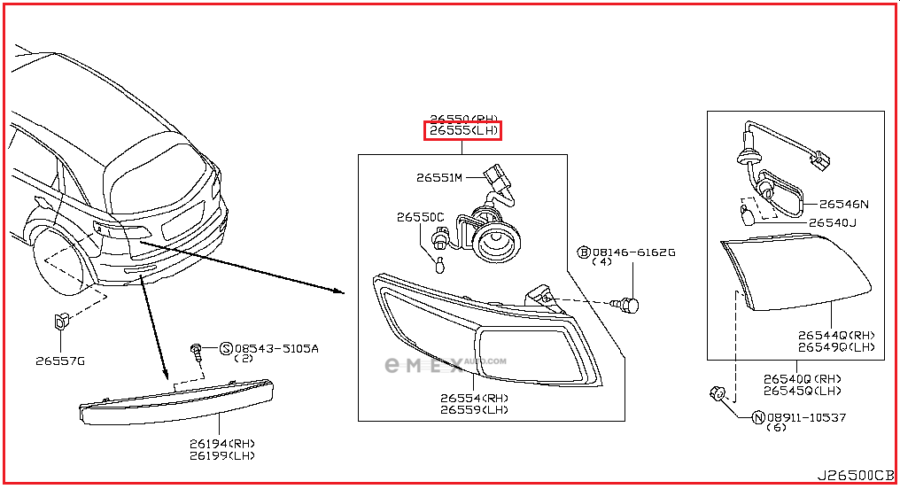 OEM LAMP ASSY, REAR 26555CL61D