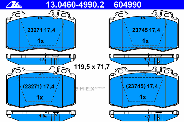 OEM PAD KIT, DISC BRAKE 13046049902