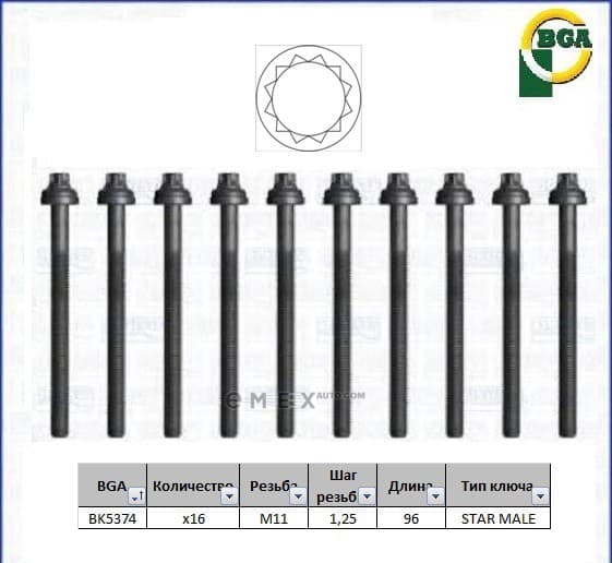 OEM Boltforcylinderhead BK5374