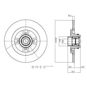 OEM SINGLE DISC BEARING & ABS RING BG9025RS