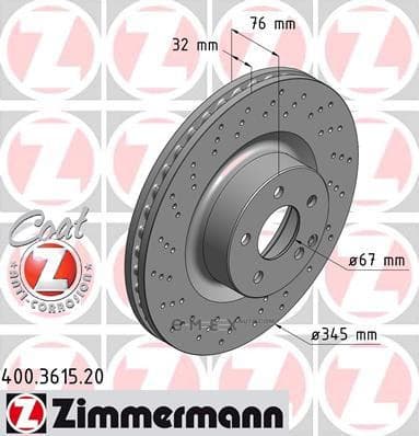 OEM BRAKE DISC FRT VENT DB W220,C215/S500,S600,CL600 400361520