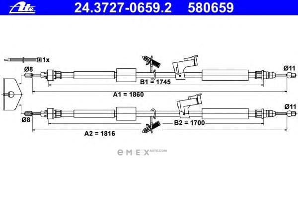 OEM CABLE ASSY, PARKING BRAKE 24372706592