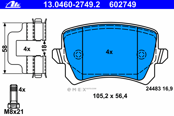 OEM PAD KIT, DISC BRAKE 13046027492