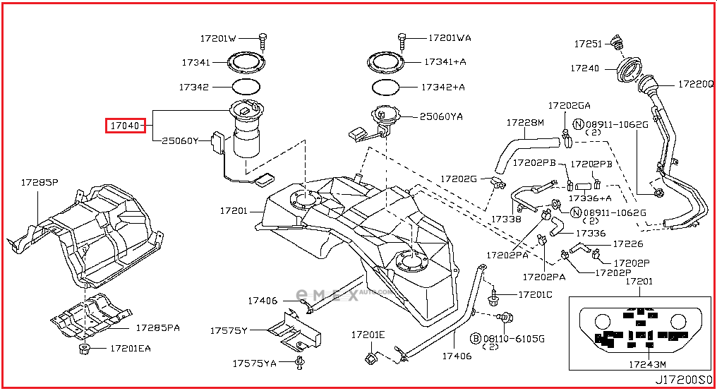 OEM FUEL PUMP ASSY 17040CG20B