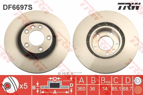 OEM PORSCHE CAYENE BRAKEDISC FR LH DF6697S