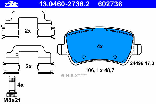 OEM PAD KIT, DISC BRAKE 13046027362