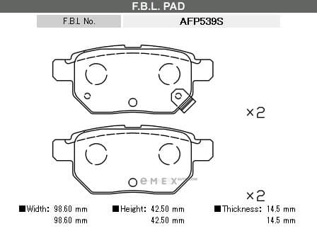 OEM PAD KIT, DISC BRAKE AFP539S