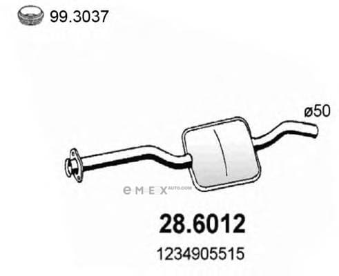 OEM MIDDLE MUFFLER 1220MM-W123/200 286012