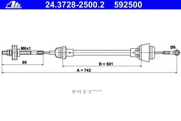 OEM CABLE ASSY, PARKING BRAKE 24372825002