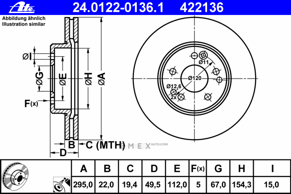 OEM BRAKE DISC FRT VENT DB W124/300-24V,E320 24012201361