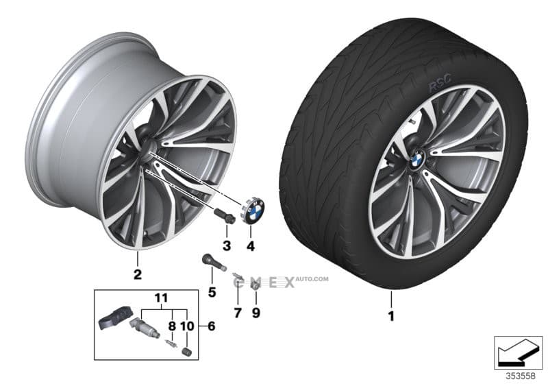 OEM Disc wheel, light alloy, bright-turned 36116863100