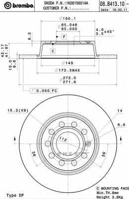 OEM BRAKE DISC-GOLF/JETTA/A1/A3 08B41310