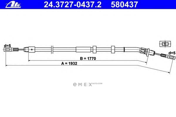 OEM BRAKE SHOE CABLE REAR DB W203/RH 24372704372