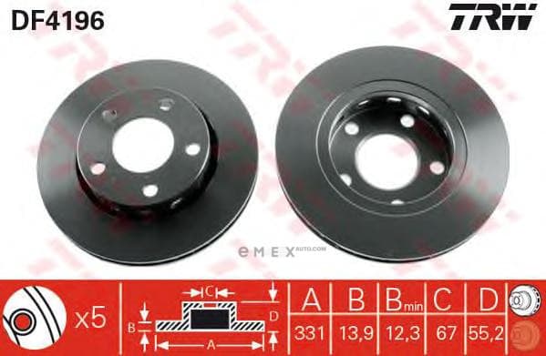 OEM DISC BRAKE ROTOR DF4196