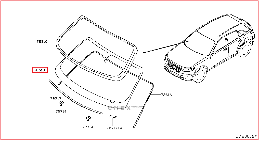 OEM GLASS ASSY, WINDSHIELD 72712CL70A