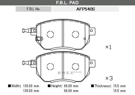 OEM PAD KIT, DISC BRAKE AFP540S