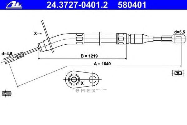 OEM BRAKE SHOE CABLE REAR DB W123/LEFT 24372704012