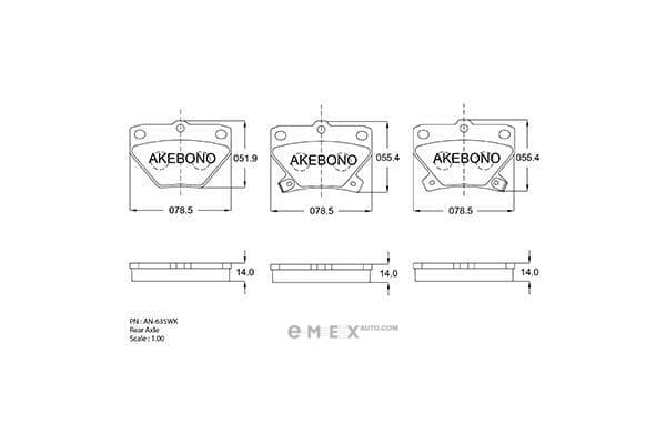 OEM DISC BRAKE PAD SET RR AN-635WK 04466-20090 TO CORO AN635WK