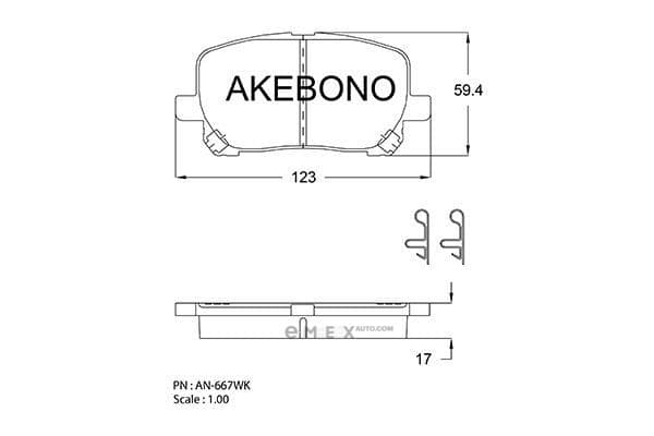 OEM DISC BRAKE PAD SET FRONT TO VOLTZ 200208- AKEBONO AN667WK