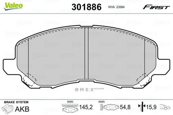 OEM PAD KIT, DISC BRAKE 301886