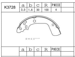 OEM SHOE KIT, DRUM BRAKE K3728