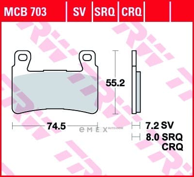 OEM PAD KIT, DISC BRAKE MCB703