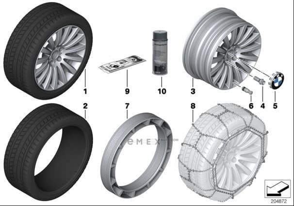 OEM Complete wheel summer RDC 433MHZ 36106795384