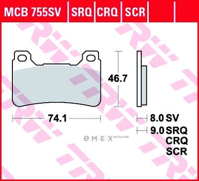 OEM PAD KIT, DISC BRAKE MCB755SV