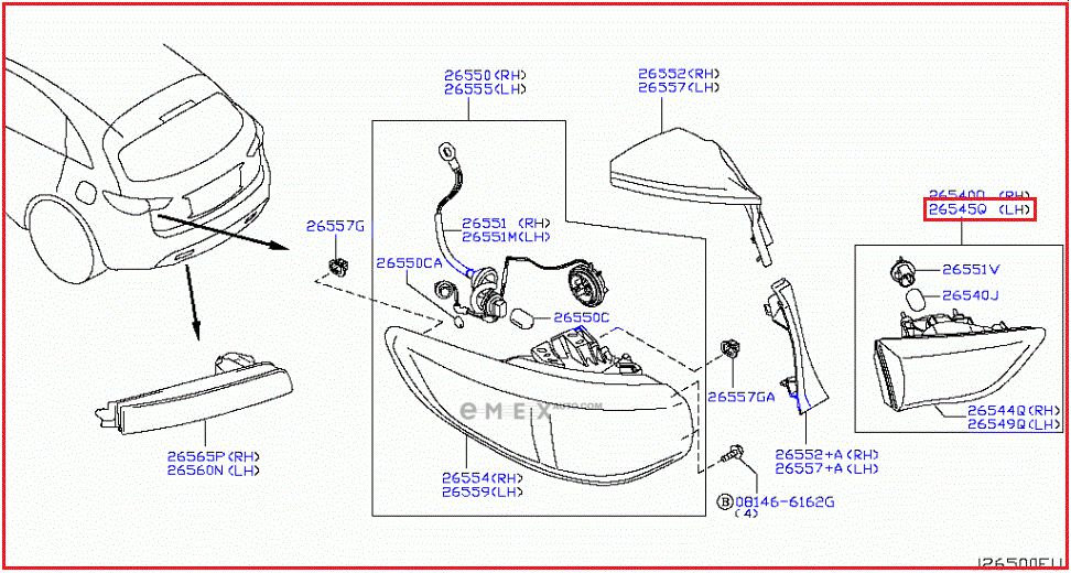 OEM LAMP ASSY, REAR 265451CH0A