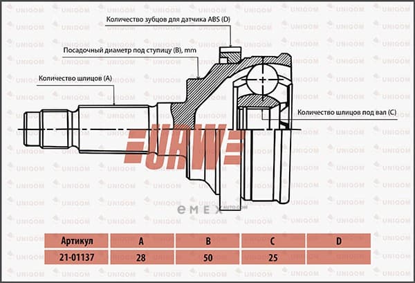 OEM C.V.JOINT D22 2101137