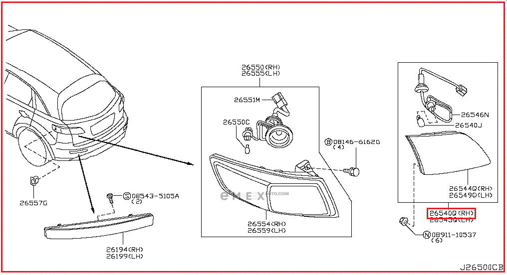 OEM LAMP ASSY, REAR 26540CG00A