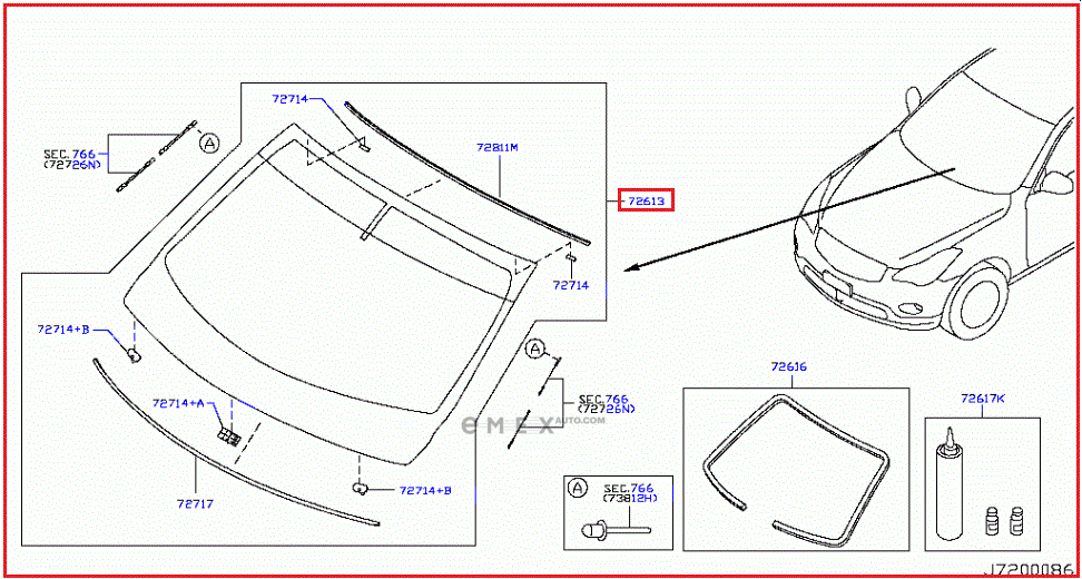 OEM GLASS ASSY, WINDSHIELD G27001BG0A