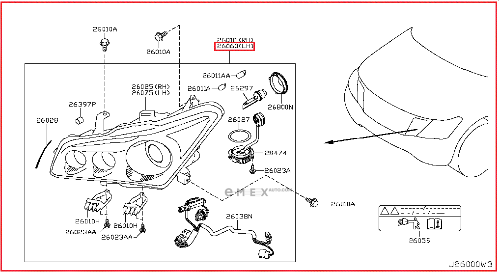 OEM HEADLAMP ASSY 260601LA6A