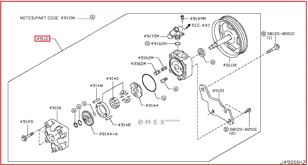 OEM WATER PUMP 491101CB0B