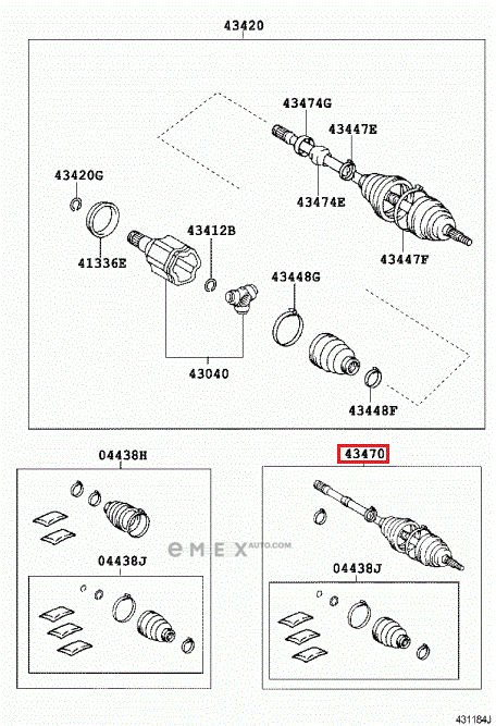 OEM SHAFT SET, FR DRIVE 4347080057