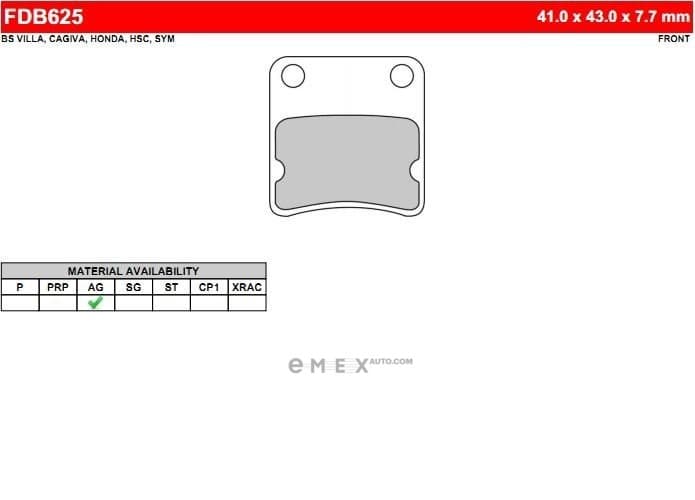 OEM SHOE KIT, PARKING BRAKE FDB625EF