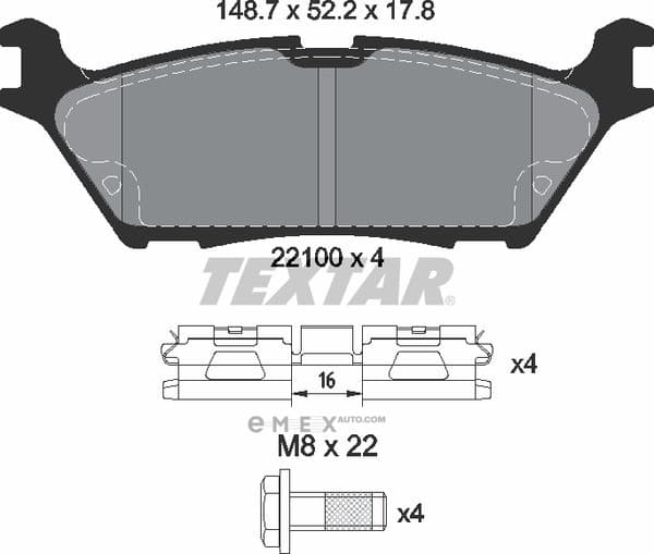 OEM PAD KIT, DISC BRAKE 2210001