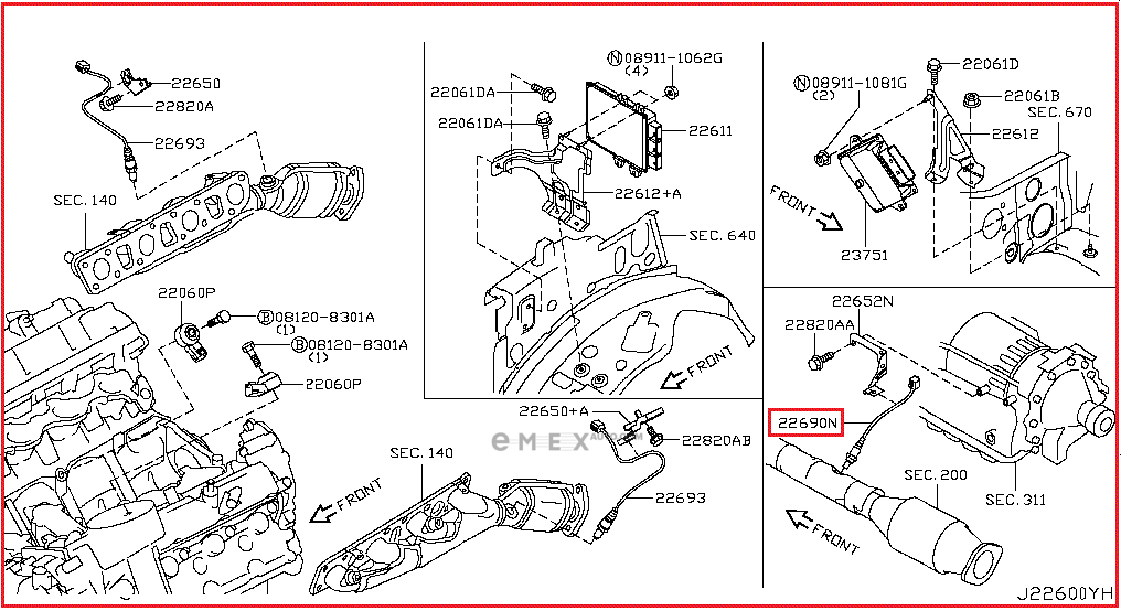 OEM SENSOR ASSY, OXYGEN 226A0EN21A