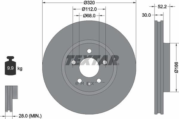 OEM BRAKE DISC/FRT/A4/A5/Q5 92160003