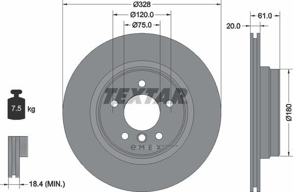 OEM BRAKE DISC REAR BMW E38,E31/750,850/8,12CYL 92074900