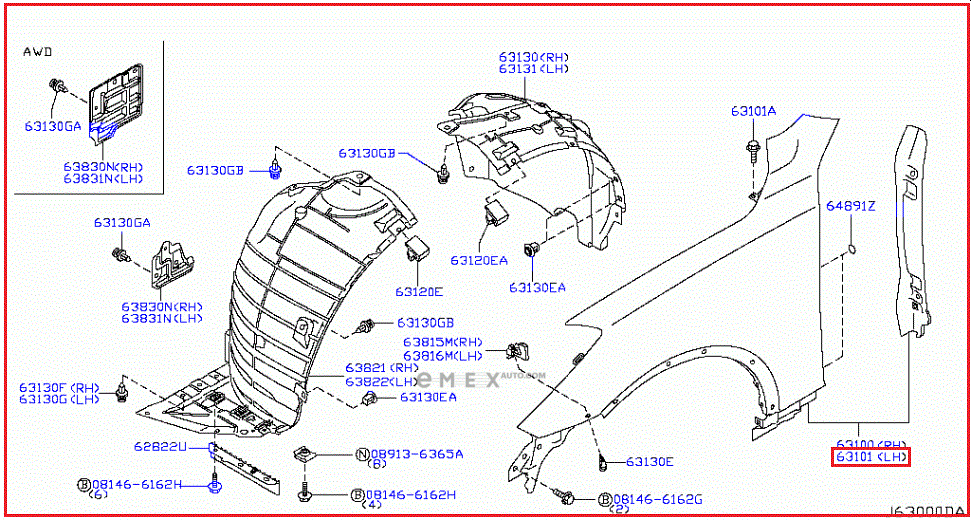 OEM FENDER COVER, MOLDING F31011BAAA