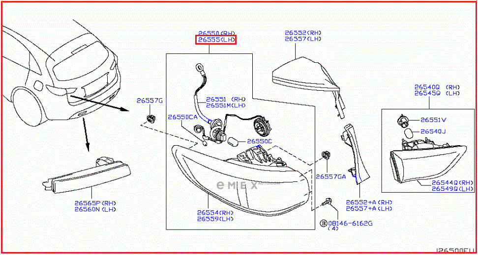 OEM LAMP ASSY, REAR 265551CH0A