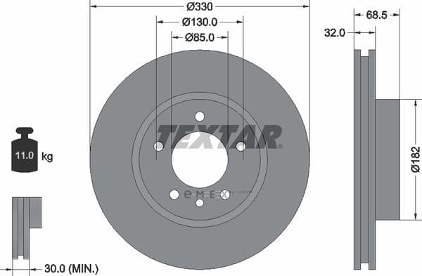 OEM BRAKE DISC 330MM/VW-TOUAREG 92121500