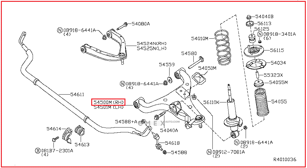 OEM ARM ASSY, SUSPENSION 54500ZQ00A