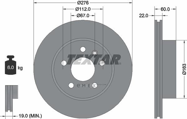 OEM BRAKE DISC FRT VENT DB VITO BOX 92074403