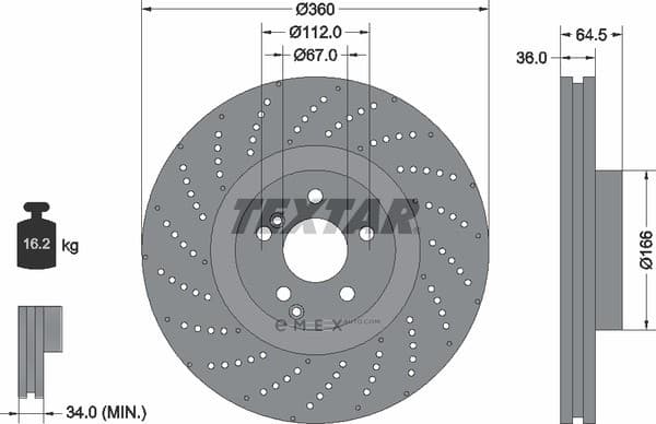 OEM BRAKE DISC,VENTED FRT-S(W221) 92260305