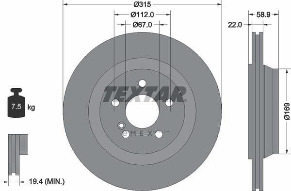 OEM BRAKE DISC RR W220/S55 AMG 92109000